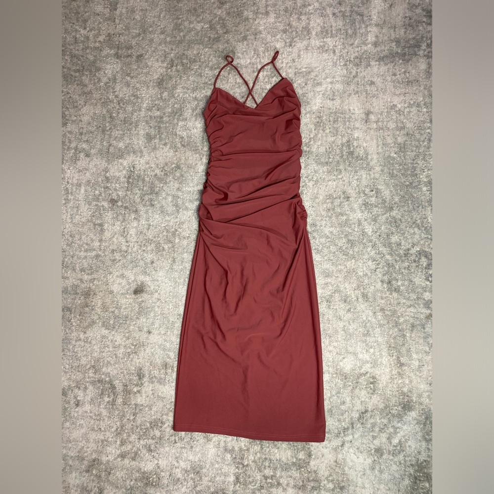 Edit By Nine Red Floor Length , Backless Cocktail Dress Size Small